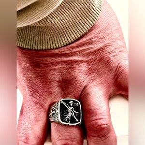 Clocks & Colours Men’s Silver Ring Bold Statement Jewelry Size 12